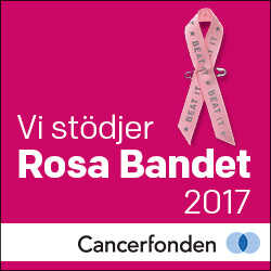 Vi stödjer Rosabandet i kampen mot bröstcancer!